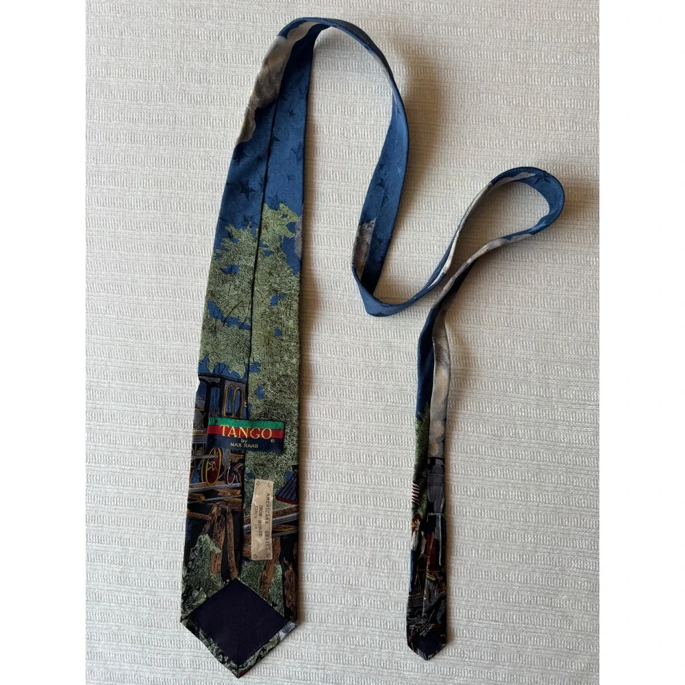 Tango by Max Raab Silk Tie Americana Series Iron Horse Steam Locomotive USA Made